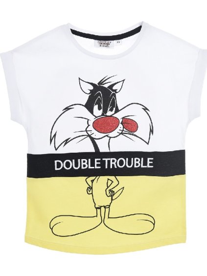 Bielo-žlté dievčenské tričko Looney Tunes