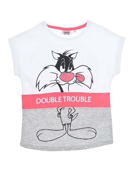 Bielo-sivé dievčenské tričko Looney Tunes