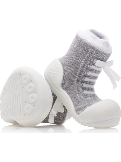 Attipas sivo-biele prvé topánôčky na mašľu