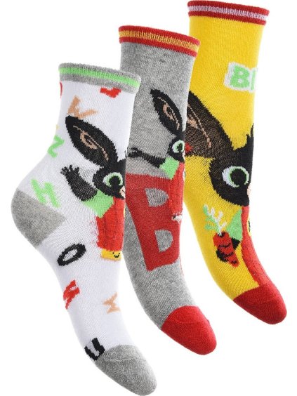 Trojbalenie ponožiek Bing - biela/sivá/žltá