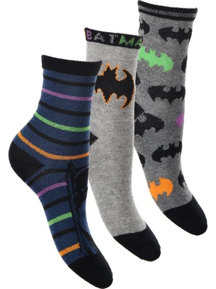 Chlapčenské ponožky Batman - modrá/sivá/sivá