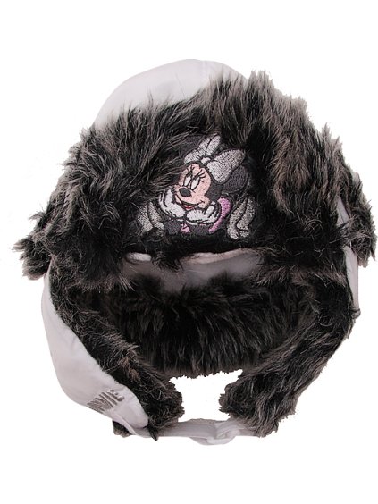 Disney Minnie sivo-čierna zimná čiapka s kožušinkou