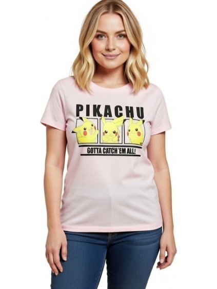 Ružové dámske tričko Pikachu Pokemon