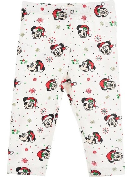 Biele dievčenské vianočné legínky Minnie Mouse