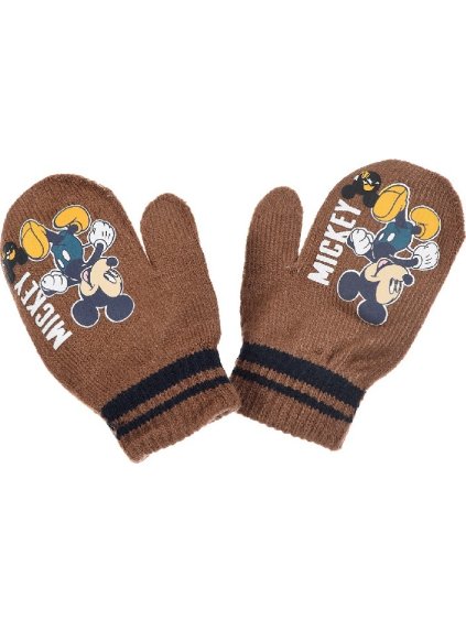 Hnedé pletené palčiaky Mickey Mouse