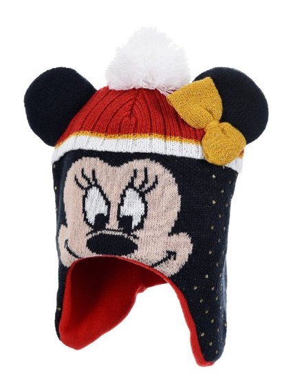 Tmavomodrá dievčenská čiapka s brmbolcom Disney Minnie Mouse