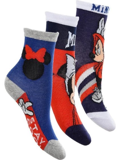 Trojbalenie dievčenských ponožiek Minnie Mouse - modrá/červená/modrá