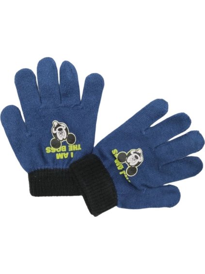 Modré rukavice Mickey Mouse s čiernym lemom