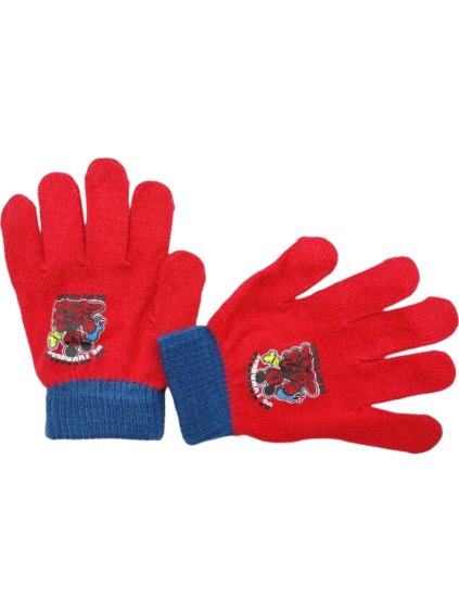 Červené rukavice Mickey Mouse s modrým lemom