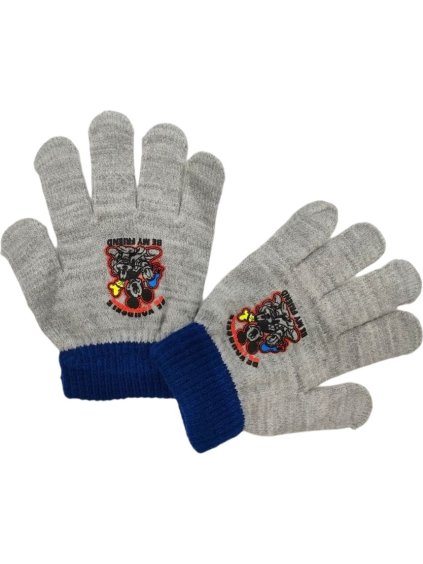 Sivé rukavice Mickey Mouse s modrým lemom