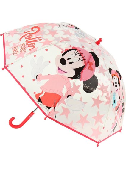 Priesvitný dievčenský dáždnik Minnie Mouse - manuálny