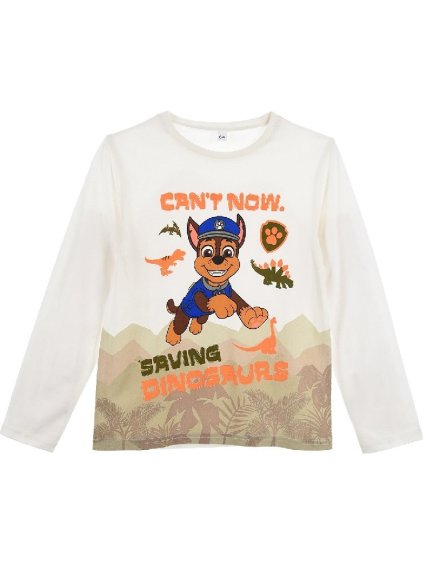 Biele chlapčenské tričko Paw Patrol s dlhým rukávom