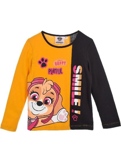 Čierno-horčicové tričko pre dievčatá Paw Patrol