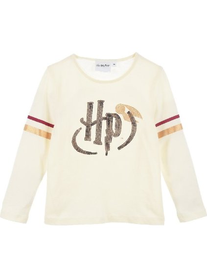 Krémové dievčenské tričko s potlačou Harry Potter