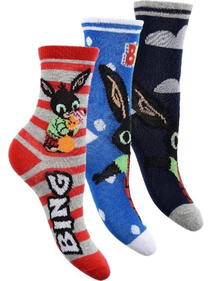 Trojbalenie ponožiek Bing - červená-modrá-sivá