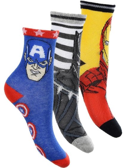 Trojbalenie ponožiek Avengers žltá-sivá-modrá