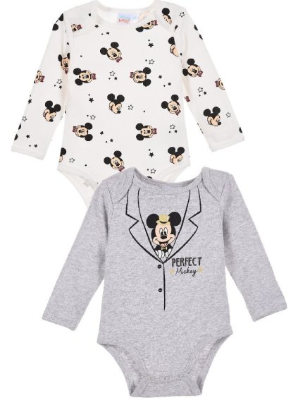 Bielo-sivý set 2 bodyček Mickey Mouse