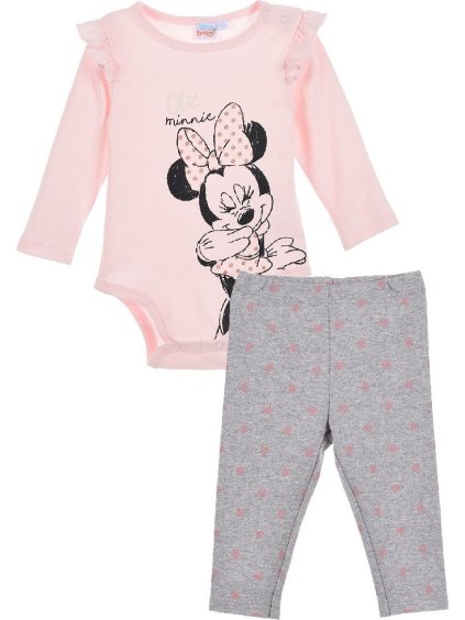 Ružovo-sivý set body a legínov Minnie Mouse