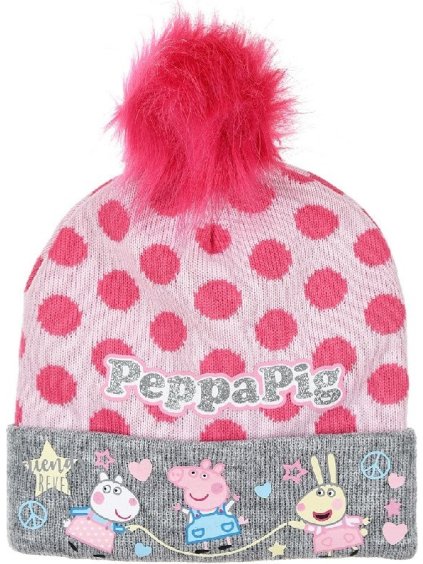 Ružová čiapka s červenými bodkami Peppa Pig