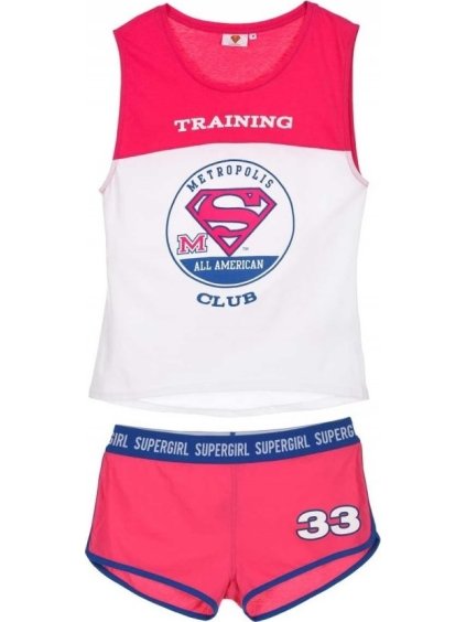 Dámske letné pyžamo Supergirl - ružovo-biele