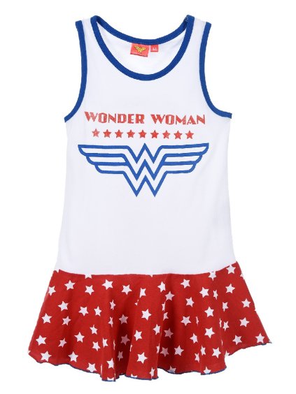 Bielo-červeno-modré dievčenské letné šaty Wonder Woman