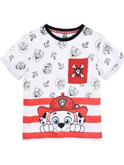 Bielo-červené chlapčenské tričko Paw Patrol