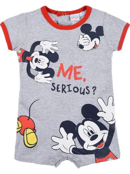 Šedé chlapčenské krátke body Mickey Mouse