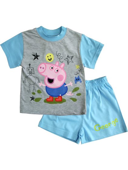 Svetlomodré krátke chlapčenské pyžamo Peppa Pig
