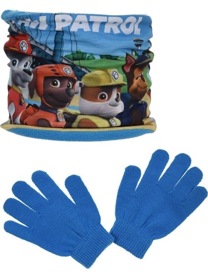 Modrá chlapčenská sada nákrčníku a rukavíc Paw Patrol