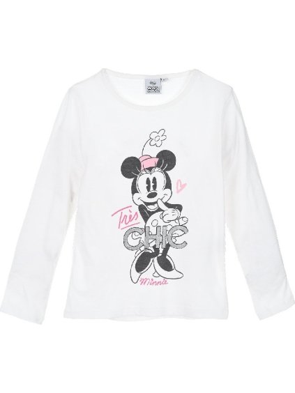Minnie Mouse biele dievčenské tričko s dlhými rukávmi