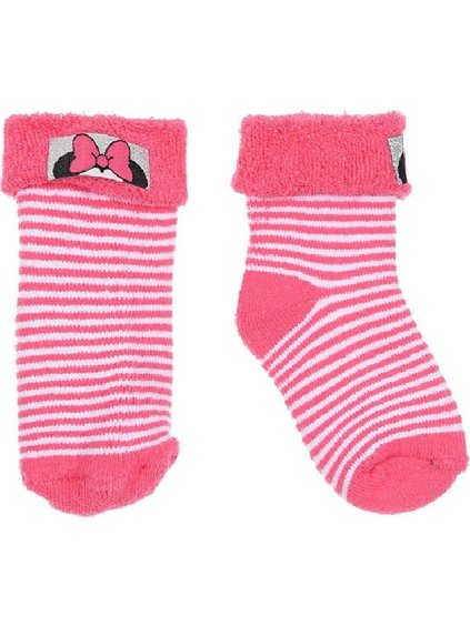Disney Minnie Mouse ružové pruhované dievčenské ponožky