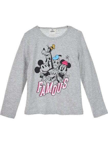 Minnie Mouse - sivé dievčenské tričko s dlhým rukávom