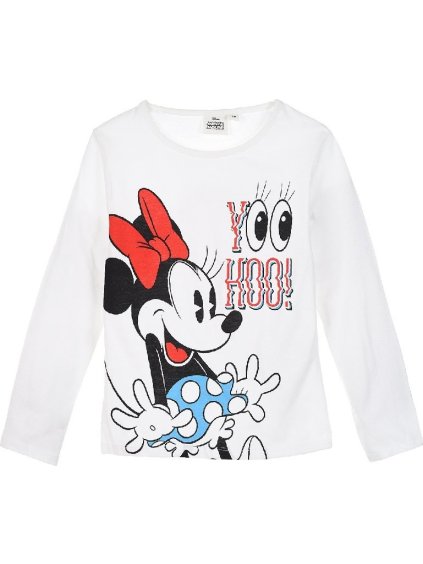 Minnie Mouse - biele dievčenské tričko s dlhým rukávom