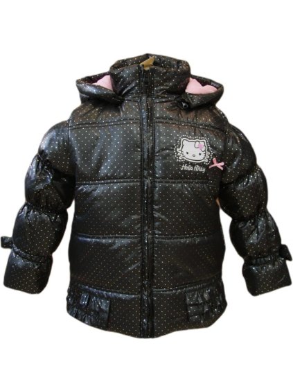 Čierna prešívaná dievčenská bunda Hello Kitty