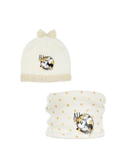 Smotanový set čiapky a nákrčníka Minnie