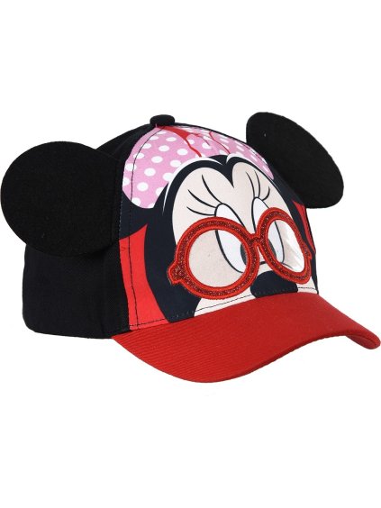 Minnie Mouse dievčenská čierno-červená šiltovka 3D