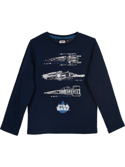 Star Wars tmavomodré chlapčenské tričko s dlhým rukávom
