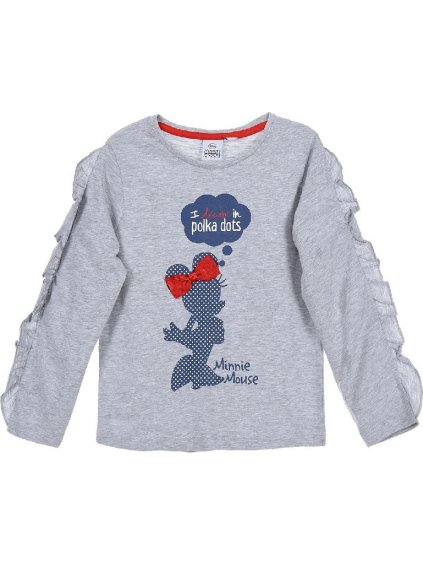 Minnie Mouse sivé dievčenské tričko s volánom