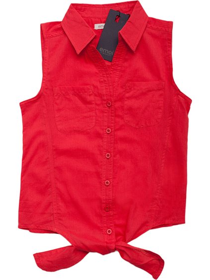 Dievčenská červená košeľa bez rukávov