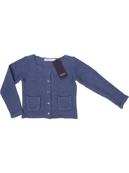 Dievčenský modrý sveter s vreckami