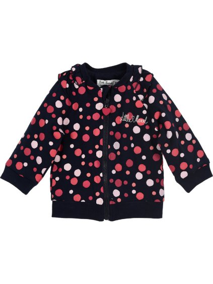 Little Marcel dievčenské čierna mikina na zips s bodkami