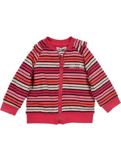 Little Marcel dievčenská červená pruhovaná mikina na zips