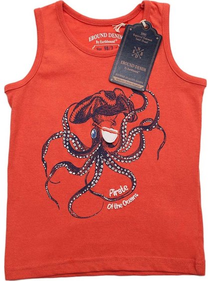 Ebound chlapčenský červený nátelník s chobotnicou