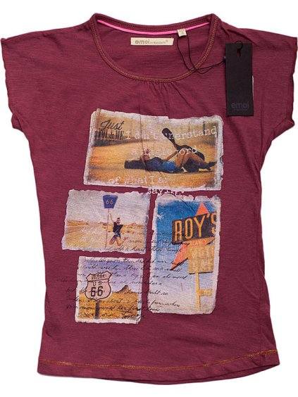 Emoi tmavočervené tričko s krátkym rukávom