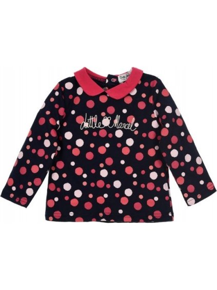 Little Marcel dievčenské čierne tričko s bodkami