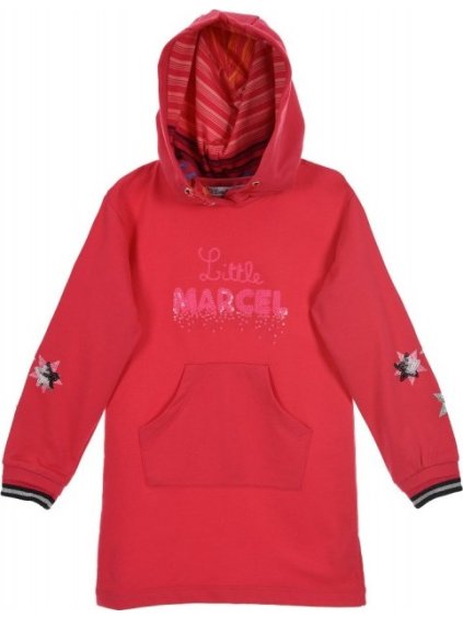Little Marcel dievčenské ružovo-červené šaty s kapucňou