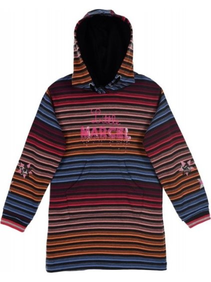 Litt Marcel dievčenské farebné pruhované šaty s kapucňou