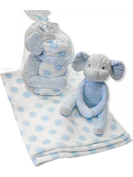 Chlapčenská modrá súprava deka + medvedík