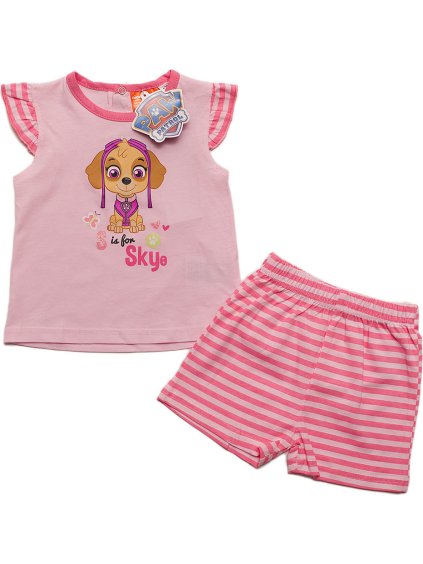 Tlapková patrola dievčenská ružová súprava tričko+kraťasy