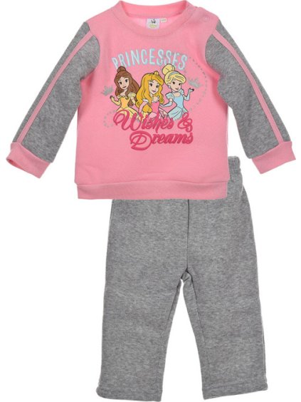 Disney Princess dievčenský ružovo-sivý set teplá mikina+nohavice